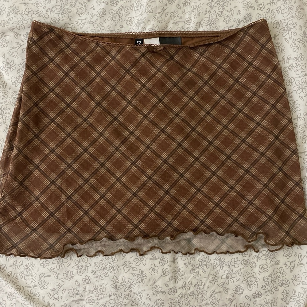 H&M Brown Tan Ruffled Mini Skirt